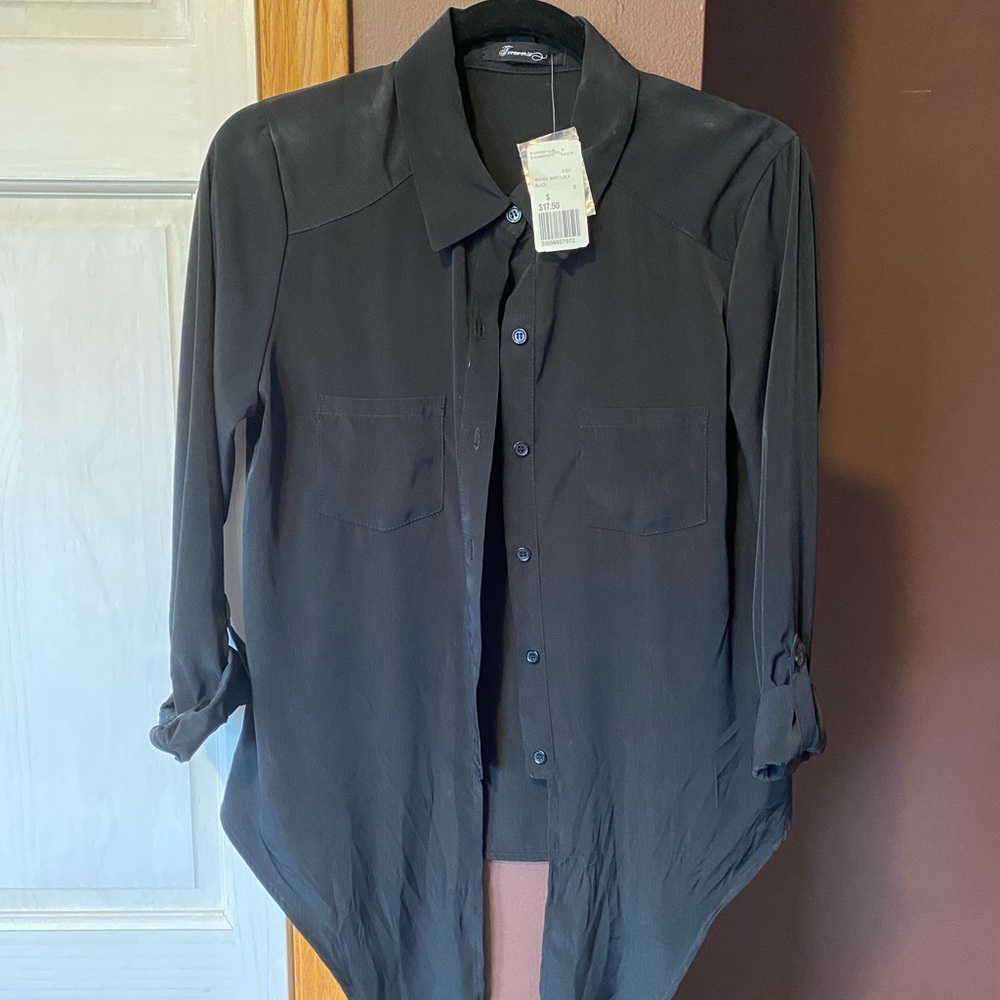 Black blouse with tie front